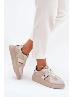Skórzane Damskie Sneakersy Na Platformie Daniel Lopez Just Dare SS2D4003 Beżowe