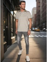 Pánska zelená pruhovaná polokošeľa FashionStreet PX0640 Pánska zelená pruhovaná polokošeľa FashionStreet PX0640