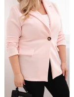 Dámske plus veľkosť viskózové sako s dlhými rukávmi a golierom Candy Pink Dámske plus veľkosť viskózové sako s dlhými rukávmi a golierom Candy Pink