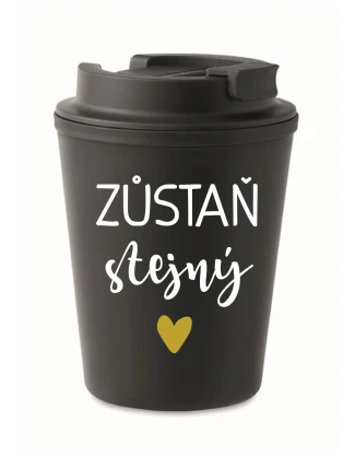 ZŮSTAŇ STEJNÝ - černý termohrnek 300 ml