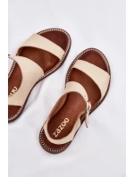 Dámske kožené ploché sandále Zazoo 3014 beige Dámske kožené ploché sandále Zazoo 3014 beige