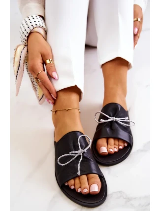 Kožené Dámske papuče Nicole 2659/001 Čierna Kožené Dámske papuče Nicole 2659/001 Čierna