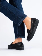 Praktické mokasíny dámske čierne platforma Praktické mokasíny dámske čierne platforma