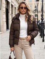 Dámska zimná prešívaná bunda s kapucňou, hnedá, FashionStreet TY5745