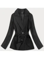 Krátky čierny voľný dámsky kabát (2727)