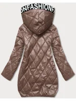 Prešívaná bunda s kapucňou cappuccino (B8082-12)