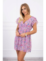 Kvetinové šaty s volánikmi fialovej