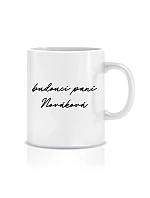 Personalizovaný klasický biely keramický hrnček 300 ml – budúca pani Personalizovaný klasický biely keramický hrnček 300 ml – budúca pani