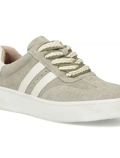 Filippo DP7512 dámske kožené tenisky na platforme v khaki farbe