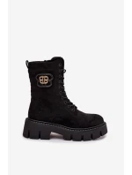 Ocieplane Botki Wokrery Damskie Z Ozdobą Czarne Melisse