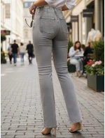 Dámske džínsy s vysokým pásom a širokými nohavicami šedé FashionStreet UY2875 Dámske džínsy s vysokým pásom a širokými nohavicami šedé FashionStreet UY2875