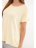 Dámska viskózna blúzka oversize s krátkymi rukávmi a okrúhlym výstrihom žltá Dámska viskózna blúzka oversize s krátkymi rukávmi a okrúhlym výstrihom žltá