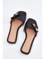 Klapki Damskie Na Płaskim Obcasie Z Kokardą Czarne Sallariela