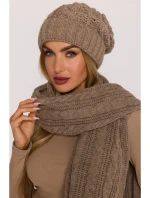 M897 Pletená káblová čiapka - béžová