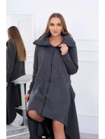 Zateplené šaty s dlhšími bokmi grafitové