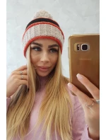 Dámska čiapka Kinga K297 čierna+červená+béžová Dámska čiapka Kinga K297 čierna+červená+béžová