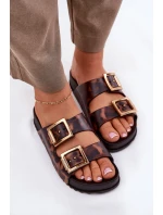 Pachnące Klapki Damskie Z Klamrami Panterka ZAXY RR285059 Brązowe