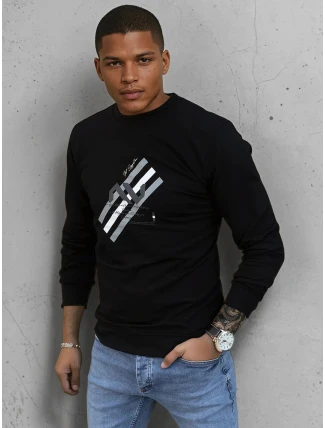 Pánska mikina s potlačou čierna FashionStreet BX5364