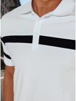 Pánske polo tričko s pruhmi biele FashionStreet PX0628
