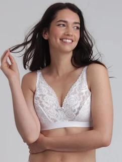 Dámska čipkovaná podprsenka bez výstelky PLAYTEX WIREFREE BRA - PLAYTEX - biela