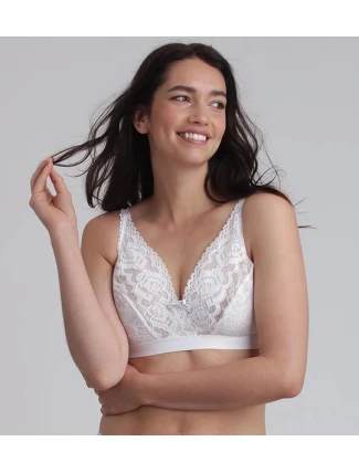 Dámska čipkovaná podprsenka bez výstelky PLAYTEX WIREFREE BRA - PLAYTEX - biela