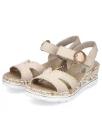 Pohodlné béžové sandále na platforme s podpätkom Rieker W RKR595