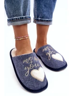 Damskie Klasyczne Kapcie Wsuwane Ocieplane Niebieskie Mabira