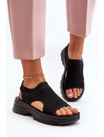 Sportowe Sandały Damskie Na Grubej Podeszwie Czarne Deinaleia