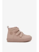 Ocieplane Botki Sneakersy Dziecięce Na Rzepy Big Star SS374072 Beżowe
