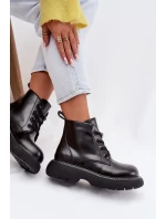 Dámské zateplené kotníkové boty na platformě s šněrováním Černé Harmine