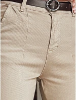 Dámske bavlnené slim fit nohavice s opaskom TAIRONIK tmavo béžové FashionStreet UY2545 Dámske bavlnené slim fit nohavice s opaskom TAIRONIK tmavo béžové FashionStreet UY2545