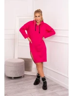 Šaty s kapucňou a bočným rázporkom fuchsiová