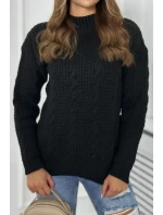 Sveter nasadený cez hlavu čierny Sveter nasadený cez hlavu čierny