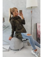 Mikina moro s dlhým chrbtom khaki+zelená