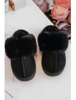 Kapcie Dziecięce Z Futerkiem Czarne Birasta