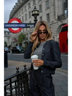 Bunda M800 Press stud bomber - grafitová