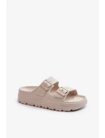 Dámske béžové penové papuče Melorea na platforme