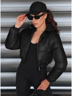 Dámska krátka zimná bunda s kapucňou čierna FashionStreet TY5416 Dámska krátka zimná bunda s kapucňou čierna FashionStreet TY5416