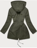 Khaki-limetková dámska bunda parka 2 v 1 (W702)