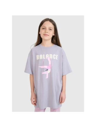 Dievčenské tričko oversize s potlačou 4F 4FJRSS25TTSHF2646-25S