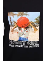 Šaty s potlačou Honey girl čierne