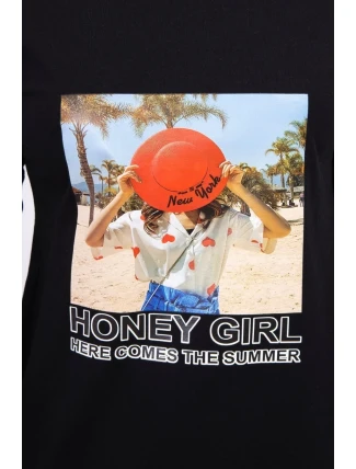 Šaty s potlačou Honey girl čierne