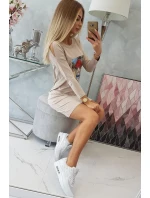 Šaty s potlačou Honey girl béžové