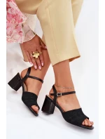 Damskie Sandały Na Słupkowym Obcasie Czarne Sarena
