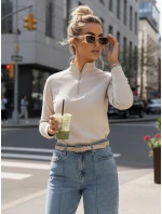 Dámska mikina so stojačikom béžová FashionStreet BY1563 Dámska mikina so stojačikom béžová FashionStreet BY1563