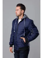 Tmavomodrá pánska bunda typu "bomber" s teplákovou kapucňou (8M985-215) Tmavomodrá pánska bunda typu "bomber" s teplákovou kapucňou (8M985-215)