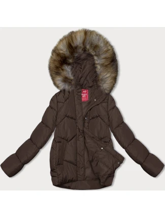 Hnedá prechodná bunda s kapucňou (LHD-23002)