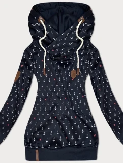 Tmavomodrá vzorovaná dámska mikina (2304)