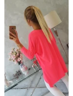 Oversize blúzka s potlačou dúhových pier ružová neónová