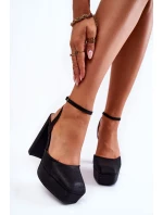 Damskie Sandały Brokatowe Na Słupku Czarne Rosel